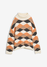 Pulover s puli ovratnikom z vzorcem